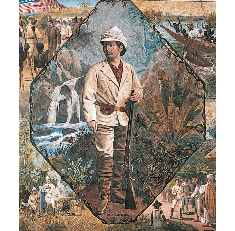 Henry Morton Stanley, l’improbabile erede di Livingstone: illustrazione di un calendario (1892).