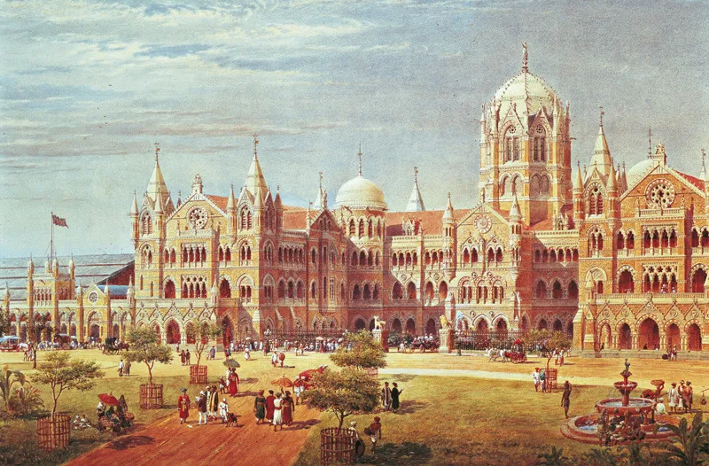 Anonimo, La stazione centrale della Great Indian Peninsular, Bombay (1890 ca).