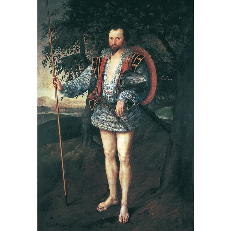 Marcus Gheeraerts il Giovane, Ritratto del capitano Thomas Lee (1594). Lee veniva dalla piccola aristocrazia dell’Oxfordshire, ma cercò fortuna in Irlanda, il che spiega il suo abbigliamento deliberatamente «selvaggio».