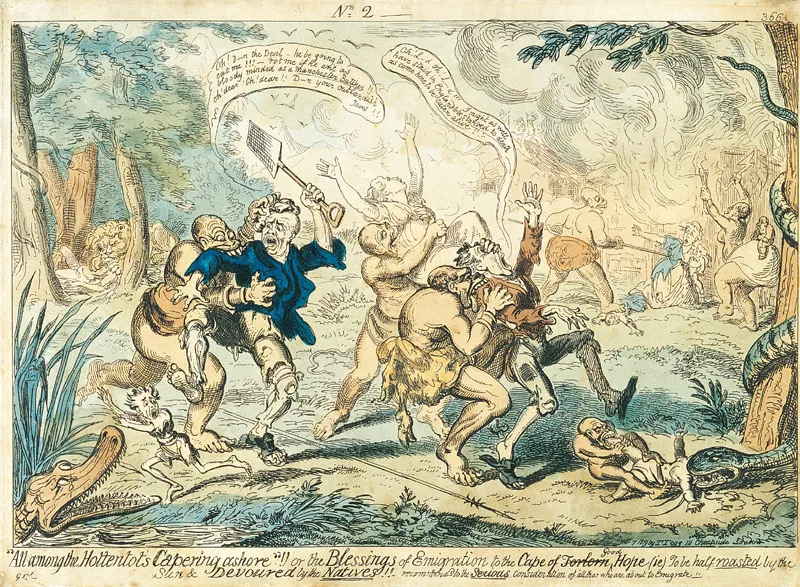 Le gioie dell’emigrazione al Capo di Buona Speranza: caricatura di George Cruickshank (7 settembre 1819).