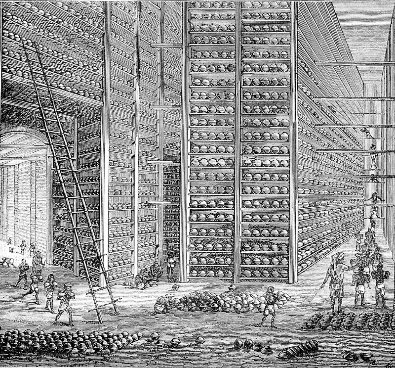 L’interno della fabbrica di oppio a Patna («Graphic», 24 giugno 1882).
