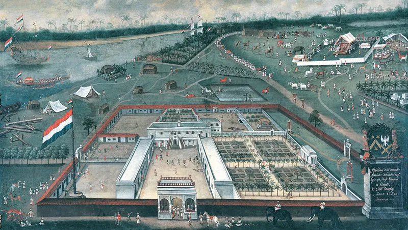 Hendrik van Schuylenberg, La sede della Compagnia olandese delle Indie in Bengala presso il fiume Hooghly (1665).