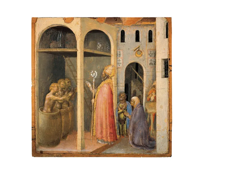 Gentile da Fabriano, pannelli della predella del polittico Quaratesi con storie di san Nicola di Bari, 1425. 