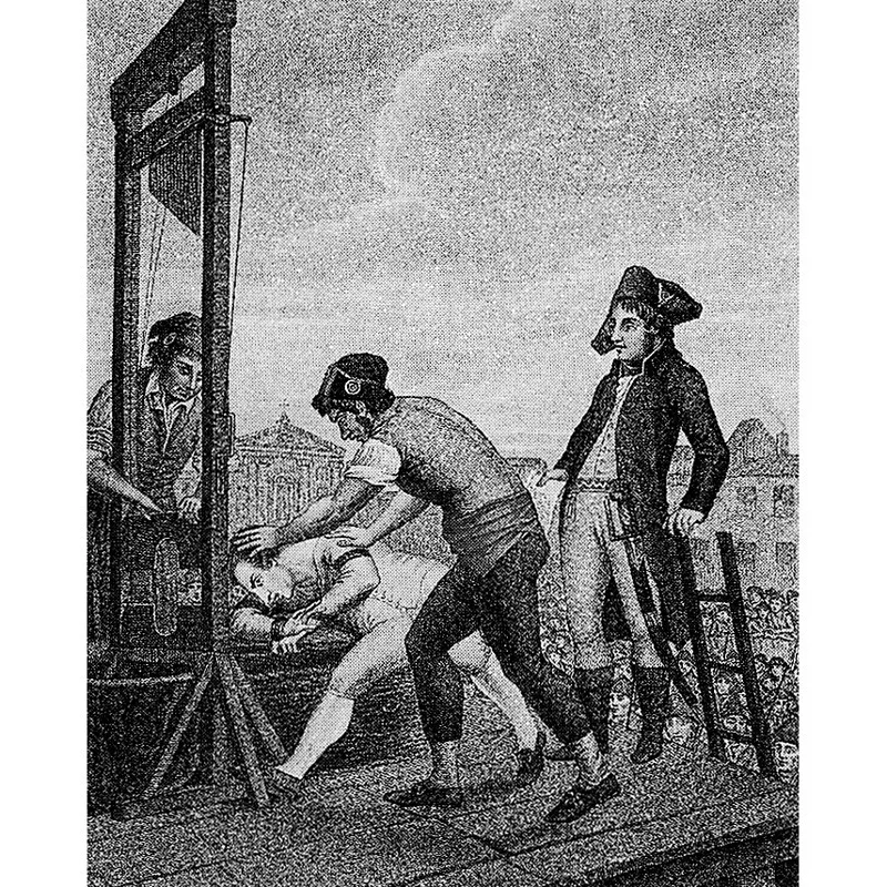 L’esecuzione di Robespierre. Incisione inglese dell’epoca.
