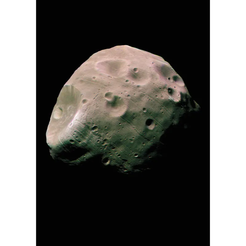 Le lune marziane sono troppo piccole per essere tonde. Questa è Fobos, la più grande e la più interna.