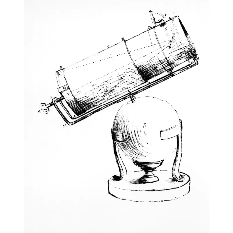 OSSERVANDO LE STELLE. Disegno eseguito da Sir Isaac Newton del suo telescopio rifrattore. © SCIENCE PHOTO LIBRARY