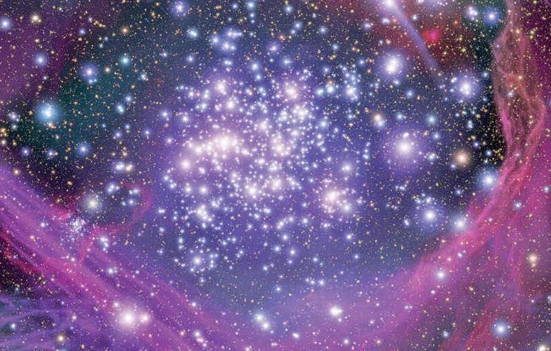 La nostra Via Lattea in un’immagine artistica che mostra l’ammasso stellare Arches. © Artist’s Concept/NASA/ESA/STScI.