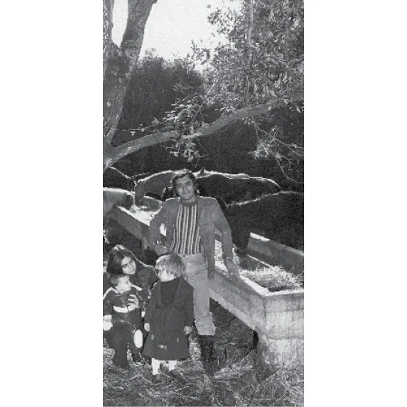 Cellino San Marco, 1974, nel bosco con Romina e i bambini.