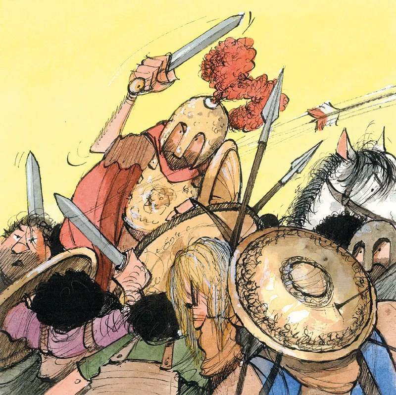 … si lancia contro il nemico.