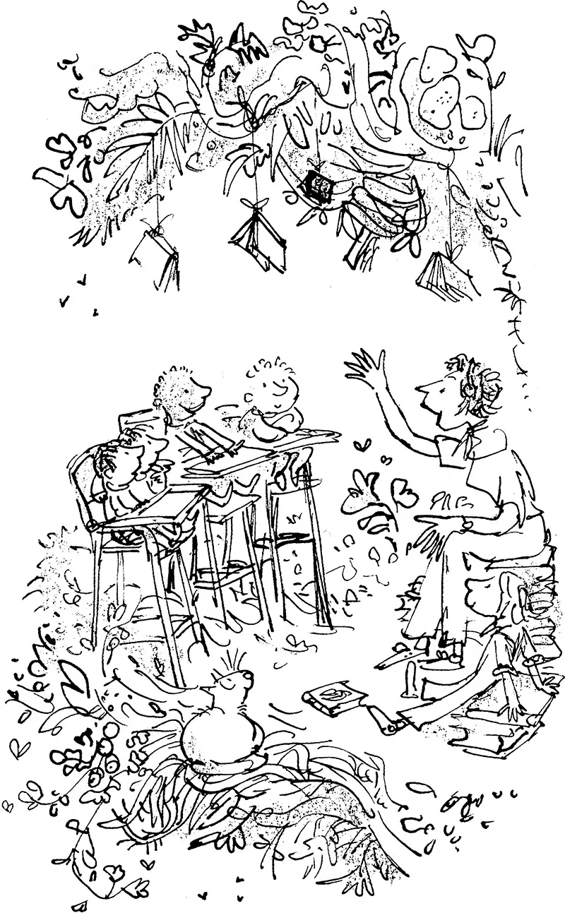 Seduti nei loro seggiolini, i bambini ascoltano ciò che ha dir loro Bianca