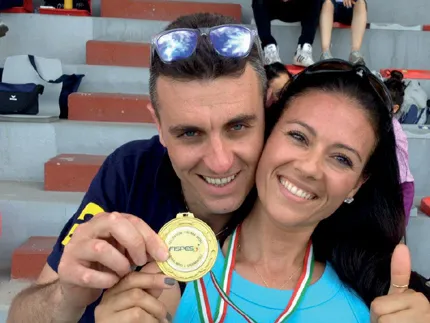 Dopo il traguardo, con mio fratello Domy.