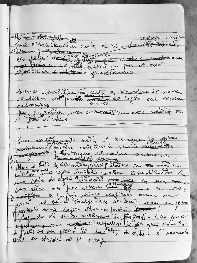 La prima pagina del quaderno di bella.