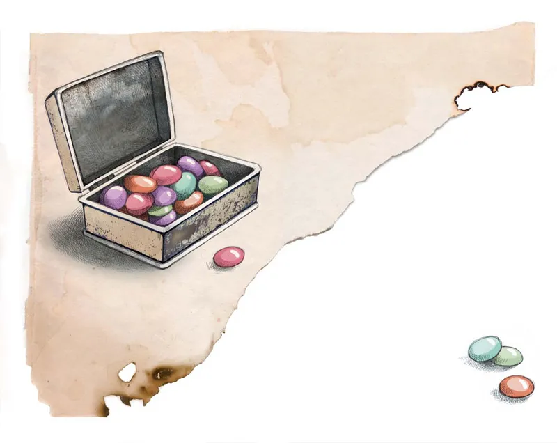 Illustrazione di una scatola di caramelle