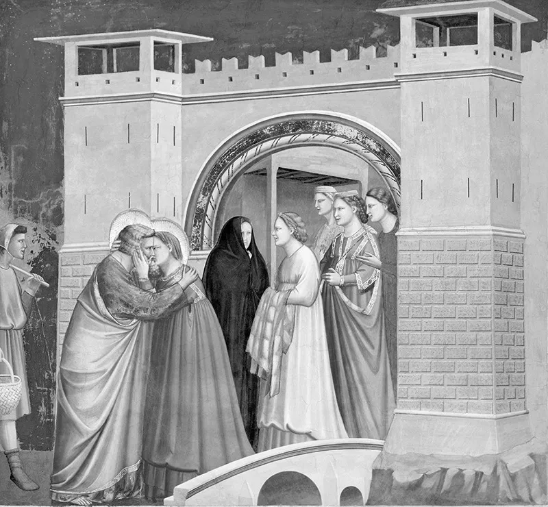 Figura 1. Giotto, Incontro di Sant’Anna e San Gioacchino, affresco, 1303-5 circa. Padova, Cappella degli Scrovegni. (Foto Gabinetto fotografico dei Musei Civici di Padova, su concessione del Comune di Padova - Assessorato alla Cultura).