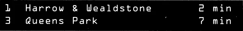 Cartello. 1, Harrow & Wealdstone, 2 min. 3, Queens Park, 7 min