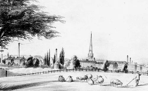 Veduta di Trowbridge, nel Wiltshire, a metà Ottocento.