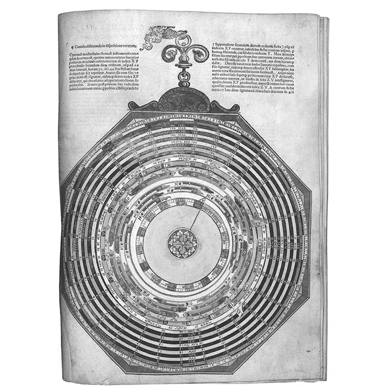 FIGURA 1.1: Una volvella: uno strumento di carta, costituito da uno o più dischi mobili, che serve a localizzare le posizioni dei pianeti all’interno dello zodiaco. È l’equivalente astrologico dell’astrolabio, che veniva usato per fare osservazioni della volta celeste.