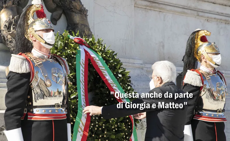 Meloni: “Io e Salvini il 2 giugno all’Altare della Patria per deporre una corona”. No della Difesa. Mattarella ci mette una pezza. © LaPresse / Francesco Ammendola