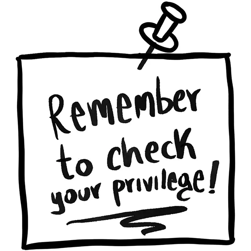 Illustrazione: appunto con scritto “Ricordati di controllare il tuo privilegio”
