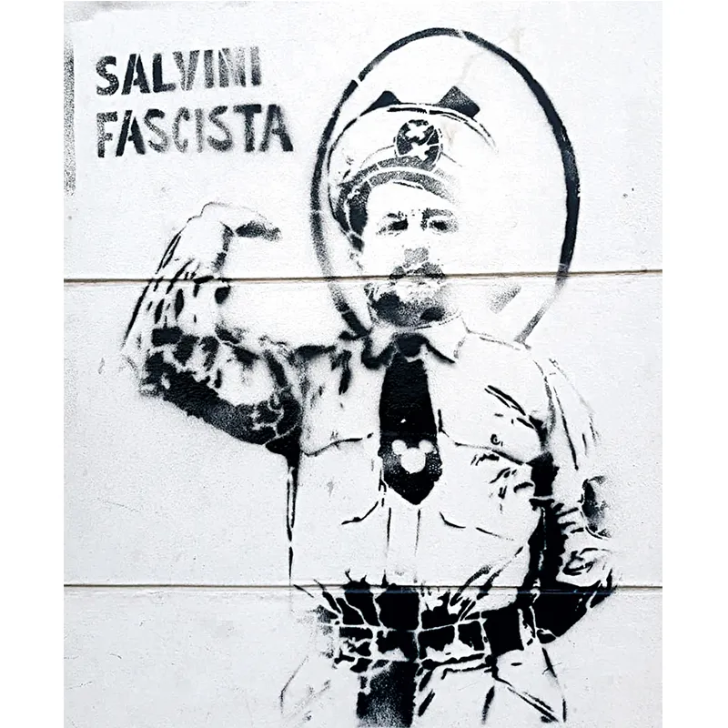 SALVINI FASCISTA Ignoto, stencil 2019, Milano Christian Gangitano