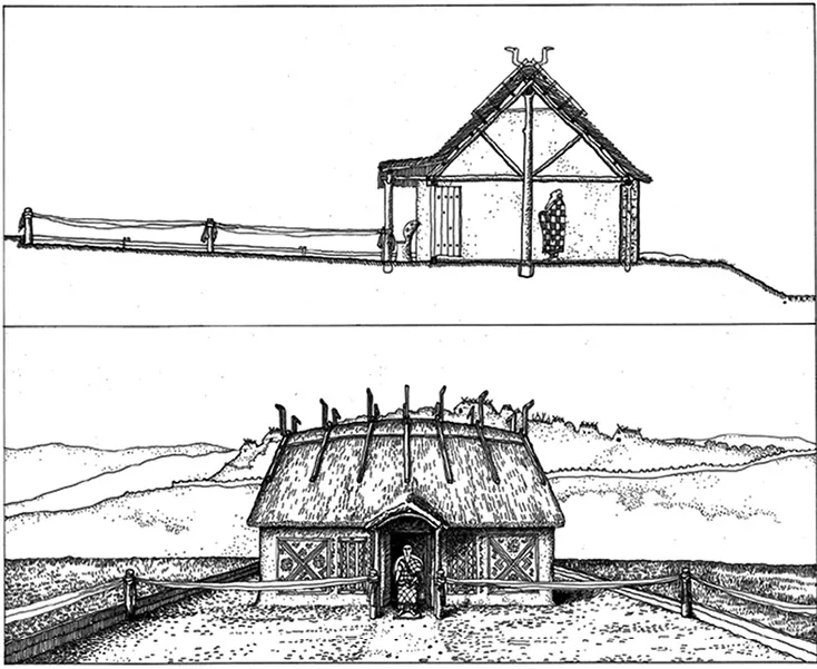 Fig. 8. Capannetta con templum augurale per prendere gli auspici, costruita nel santuario di Vesta (R. Merlo).
