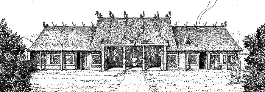 Fig. 9. La casa del re nel santuario di Vesta (R. Merlo).