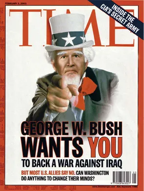 Fig. 1. Caricatura di George W. Bush al tempo della seconda guerra in Iraq.