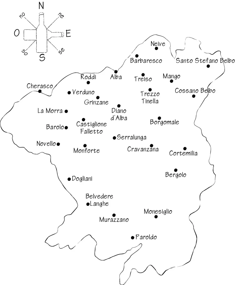 Cartina delle Langhe.