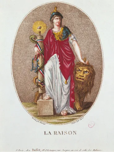 Tav. 7. La ragione, incisione da un disegno di Claude-Louis Desrais