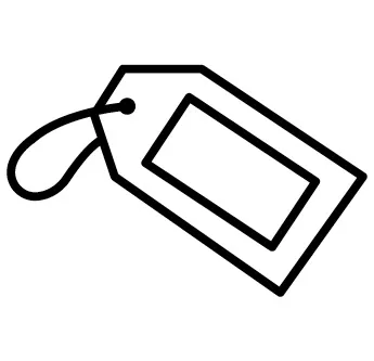 The second element: A retail hangtag. The middle of the tag, where the brand name can be found, is blank.
