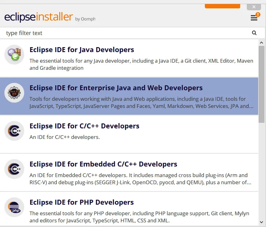 Figure 1.1 – Eclipse installer
