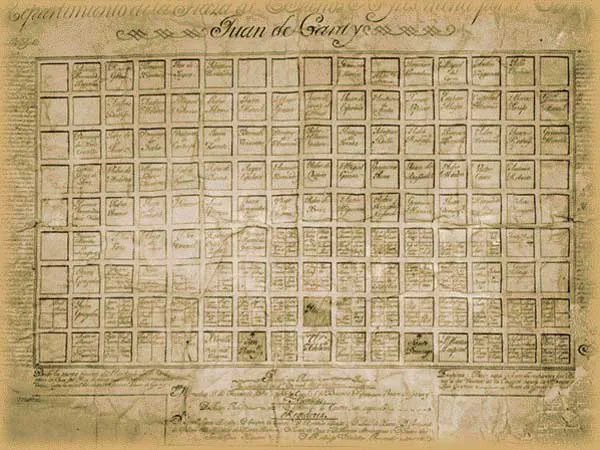 Plano de la fundación de Buenos Aires. Juan de Garay.