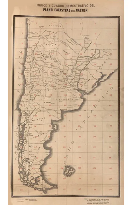 Cuadrícula que muestra el reparto de las zonas de atlas catastral de Carlos de Chapeaurouge.