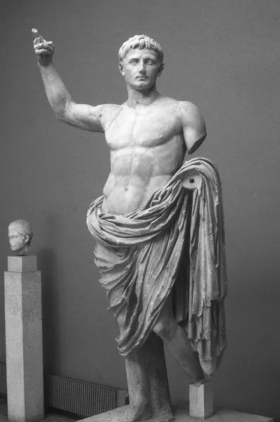 Emperor Augustus, portrayed as a god (Archaeological Museum, Thessalonica, Greece).
