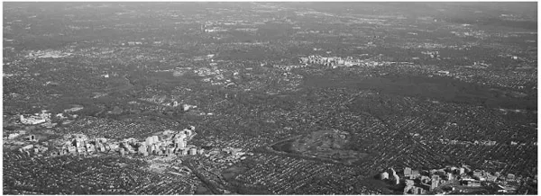 FIGURE 1.2 Urban sprawl in northern Virginia. Except for in the central urban cores, housing in the region consists primarily of single-family units (attatched and detached). According to the U.S. Census Bureau (2011a), 69 percent of households in the area reside in such units. Photo by Cynthia Lintz.