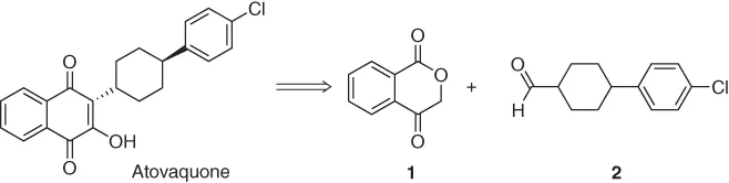 Illustration of synthesis process of isochromandione 1 and aldehyde 2.