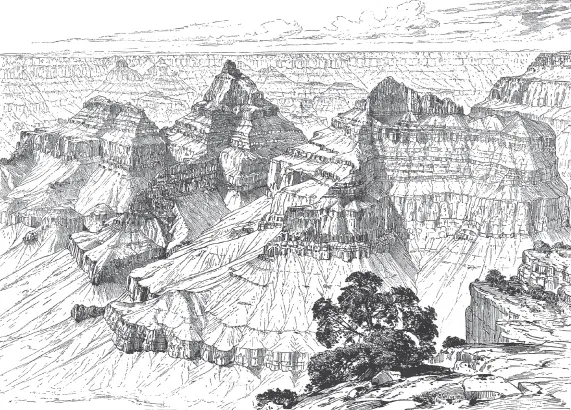 Sketch of part of the Grand Canyon.