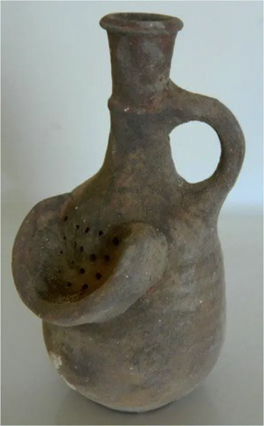 Photograph of a clay vessel (one of the first ceramic filters dated back to the second Iron Age, circa 800 BC.)