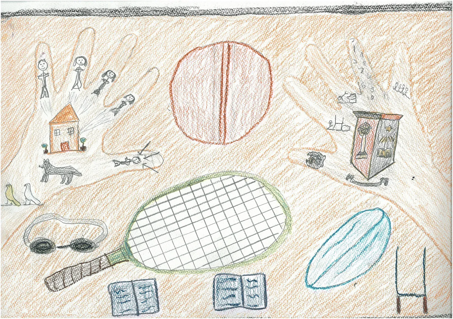 Drawing illustrating the daily life and occupations of a boy aged 11 years in metropolitan Brisbane.