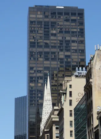 Photograph of commercial buildings (larger and smaller buildings). 