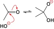 Schematic illustration of a nucleophile such as water with its lone pair of electrons.