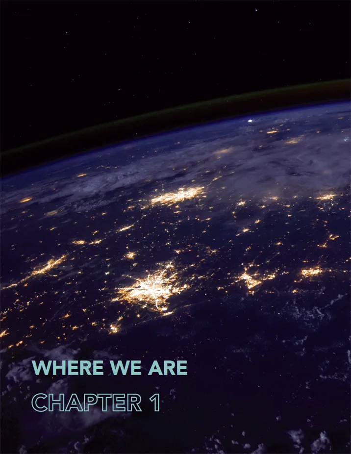 Photograph depicting a satellite view of the earth captured during night.