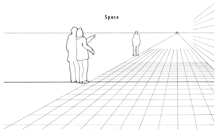 A sketch depicting the space present between the two persons.