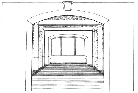 A sketch depicting the entrance of a house.