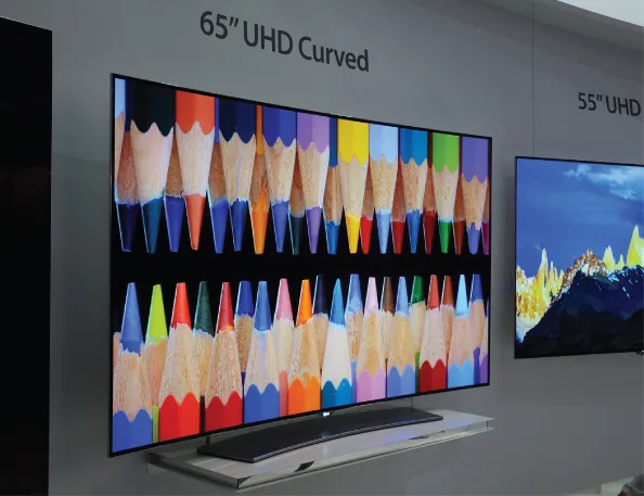 Photo showing large television using active-matrix OLED.