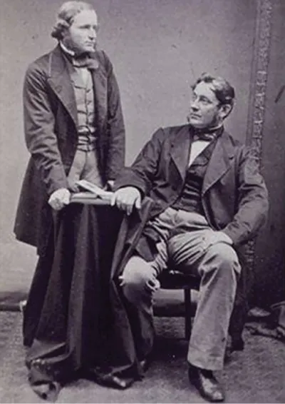 Portrait showing Robert Bunsen (right) and Gustav Kirchhoff (left).