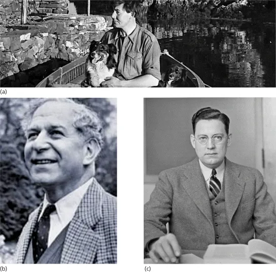 Figure depicting photographs of (a) Frank Fraser Darling, (b) Solly Zuckerman and (c) Clarence Ray Carpenter.